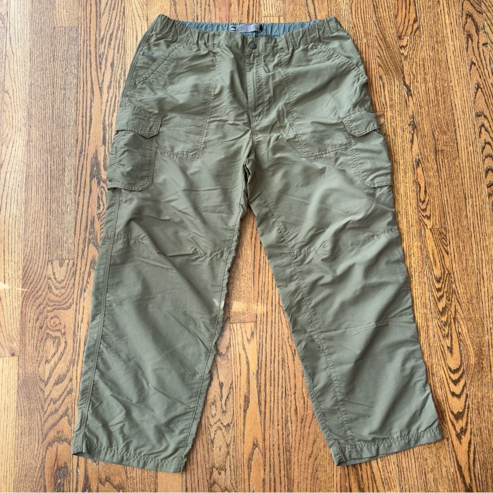 REI Mens Cargo Hiking Olive Green Nylon Pants Pockets Size XL 30L‎ UPF 50+